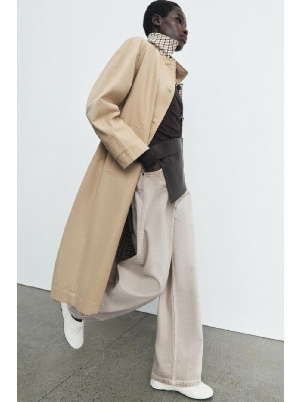 ZARA REVERSIBLE PLAID TRENCH COAT ZW COLLECTION